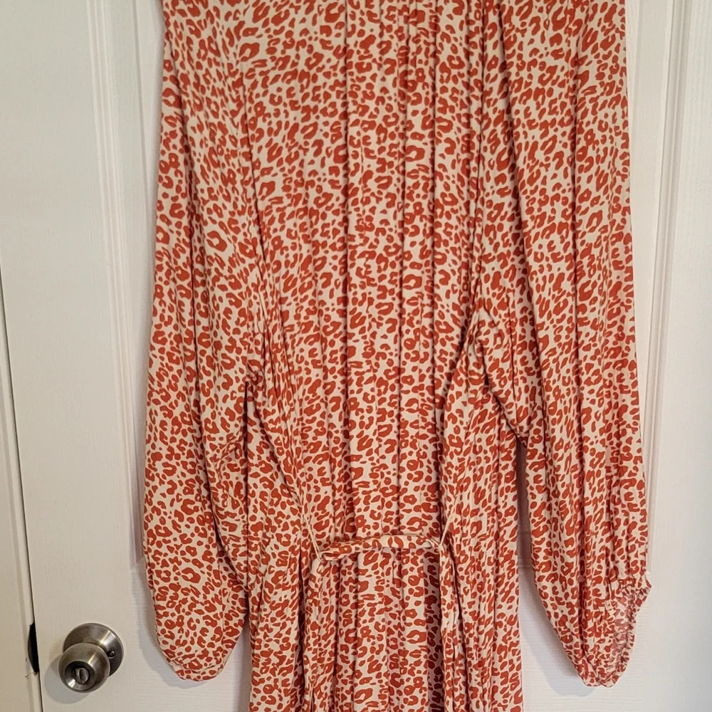 NWT Adorable Loft Women's Dark Orange multi Longsleeve swing dress sz XXL. - Picture 4 of 10
